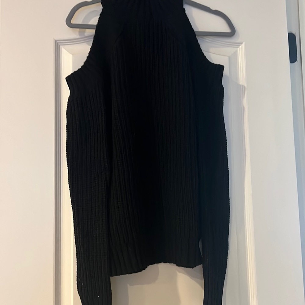 Cold shoulder black sweater